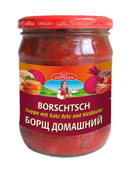 Dovgan Borschtsch Suppe mit Rote Bete und Weißkohl,(5 x 480 g)